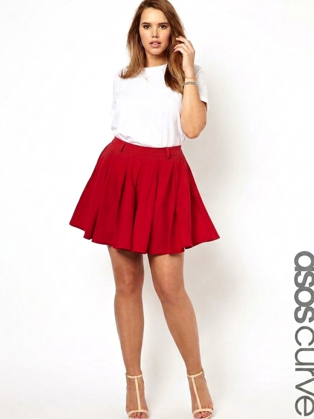 ASOS Curve Tailored Red Skater Skirt - Plus Size US 18 - Full Circle Skirt